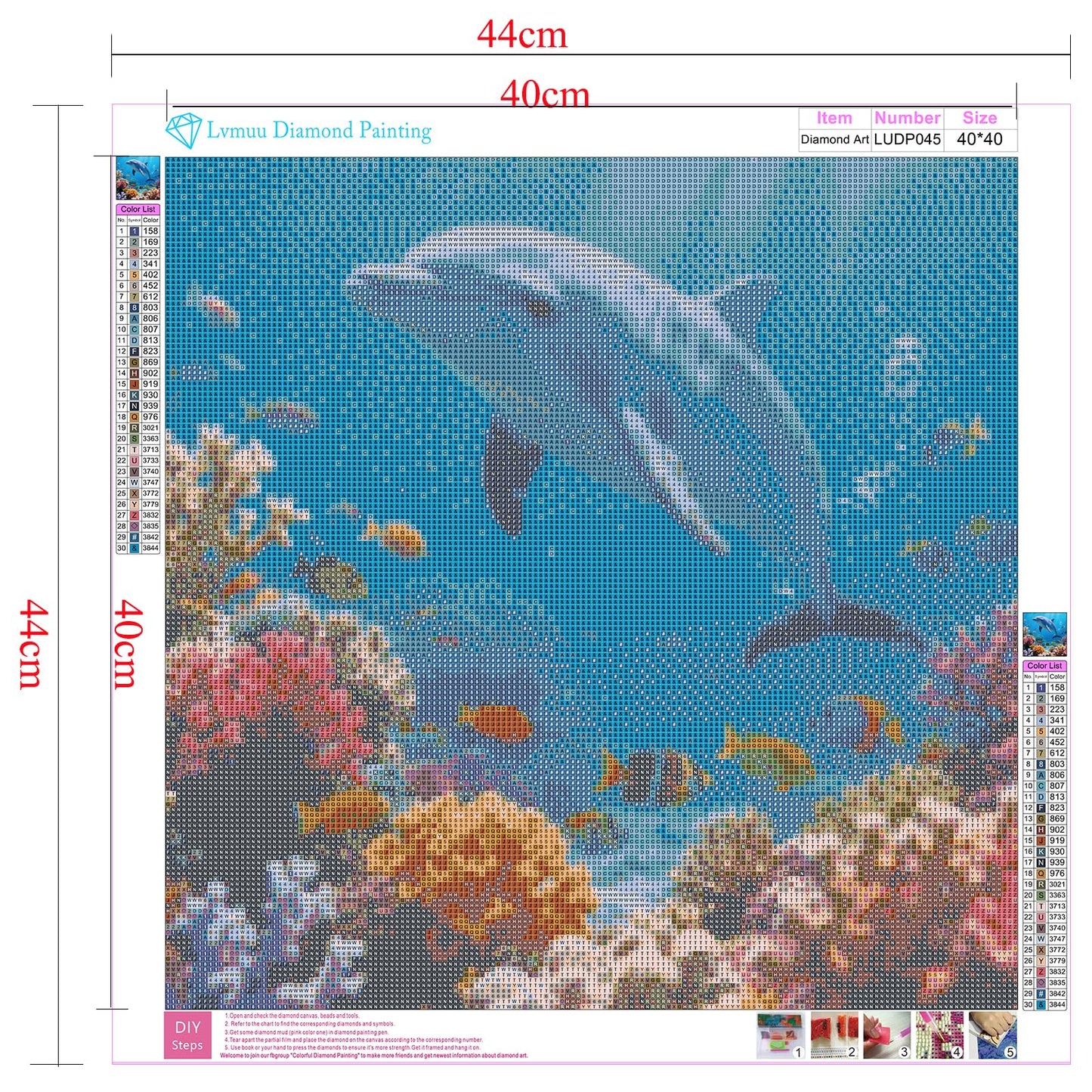 Lvmuu Sea Dolphin Diamond Art Kits for Adults, 5D DIY Full Drill Square Diamonds Painting Kit for Beginners Paint By Numbers Dot Shiny Beads Gem Art Craft Home Decor 16x16in