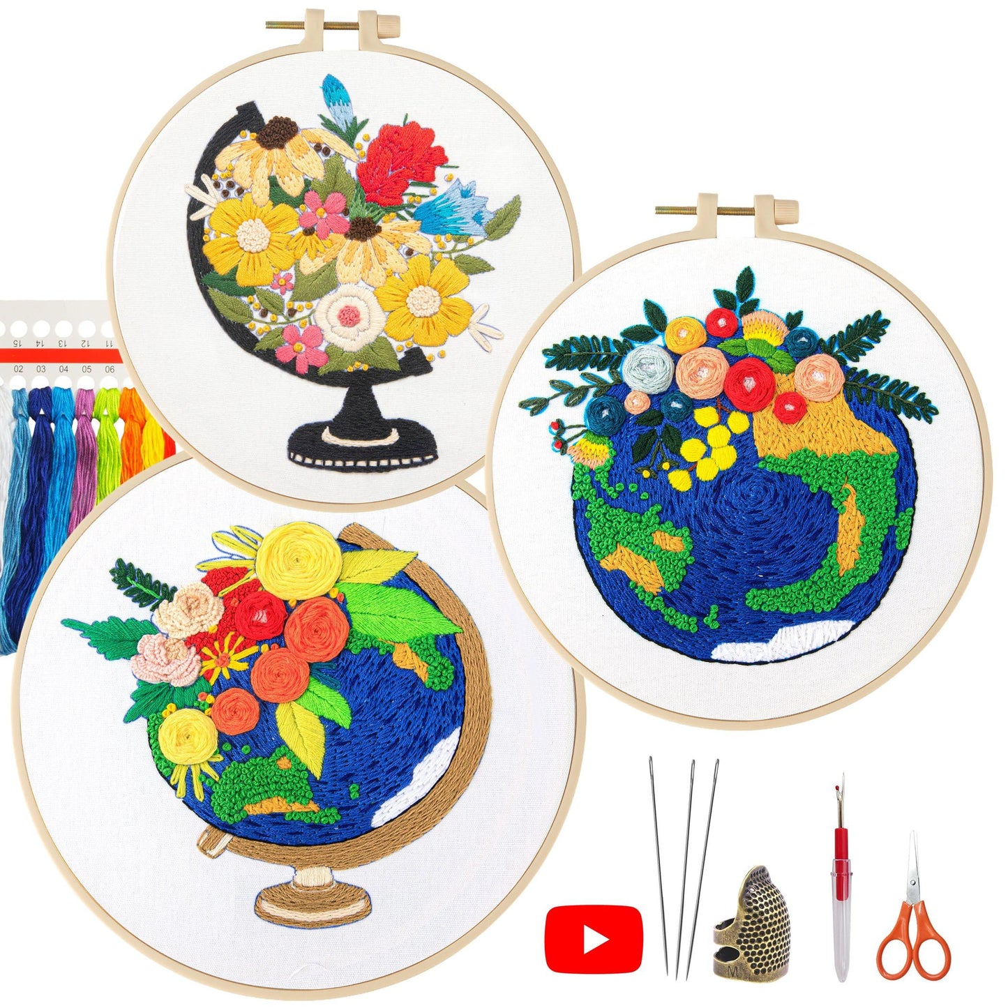 LX LERMX Embroidery Kits for Beginners, Adult Starter Cross Stitch Kit Needlepoint Complete DIY Kit with Unique Patterns, Hoop, Colorful Threads, Tools, Step by Step Instructions & Video Tutorial