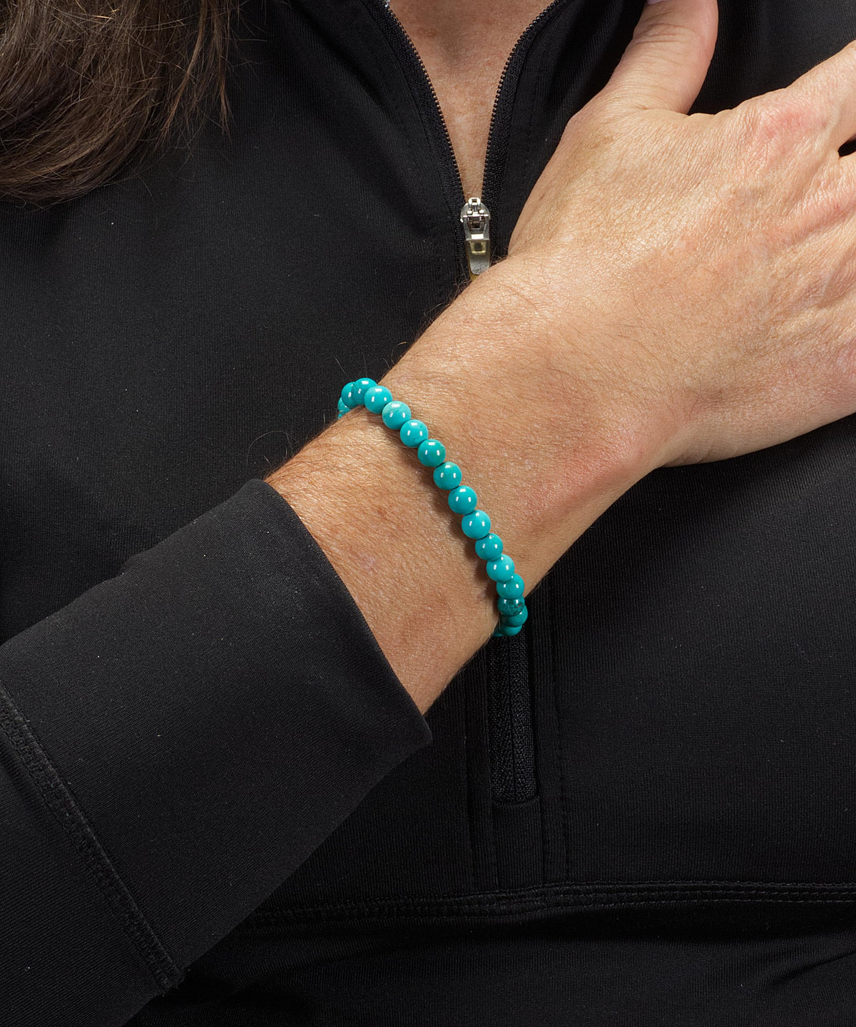 Cherry Tree Collection - Small, Medium, Large Sizes - Gemstone Beaded Bracelets For Women and Men - 6mm Round Beads (Turquoise Howlite - Medium)