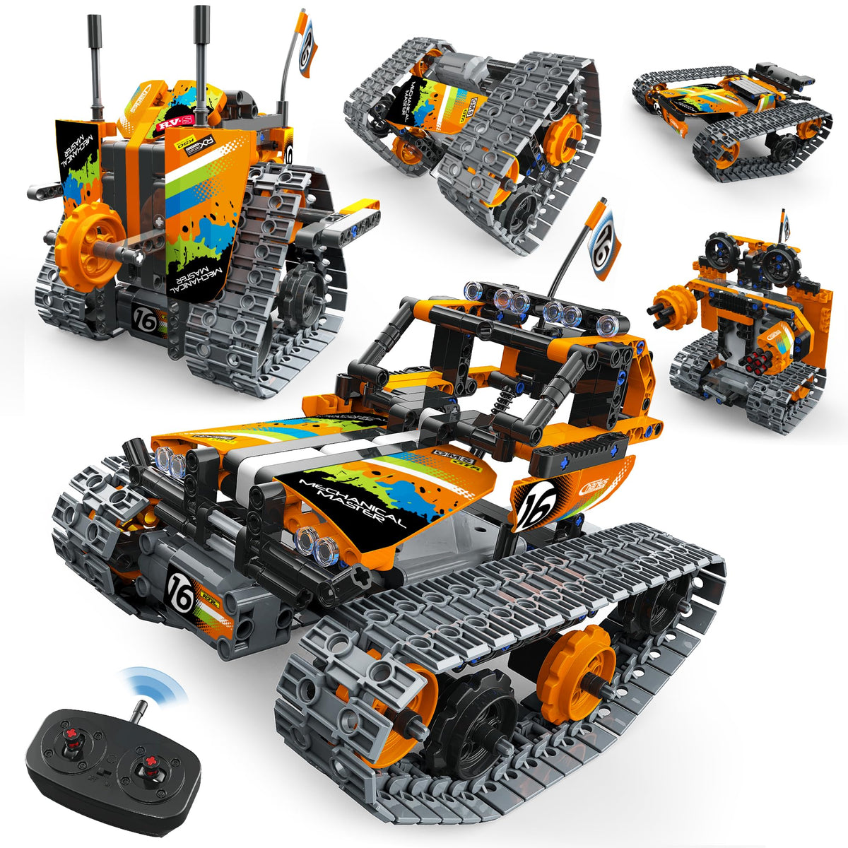 Opmind 5 in 1 STEM Remote Control Building Kit, 392Pcs Blocks Erector Projects Set Toys for Kids Age 8-12, Build a Tank/Robot/AVT DIY Science Educate 6 7 9 10 11 Years Old for Boys & Girls Gift Ideas