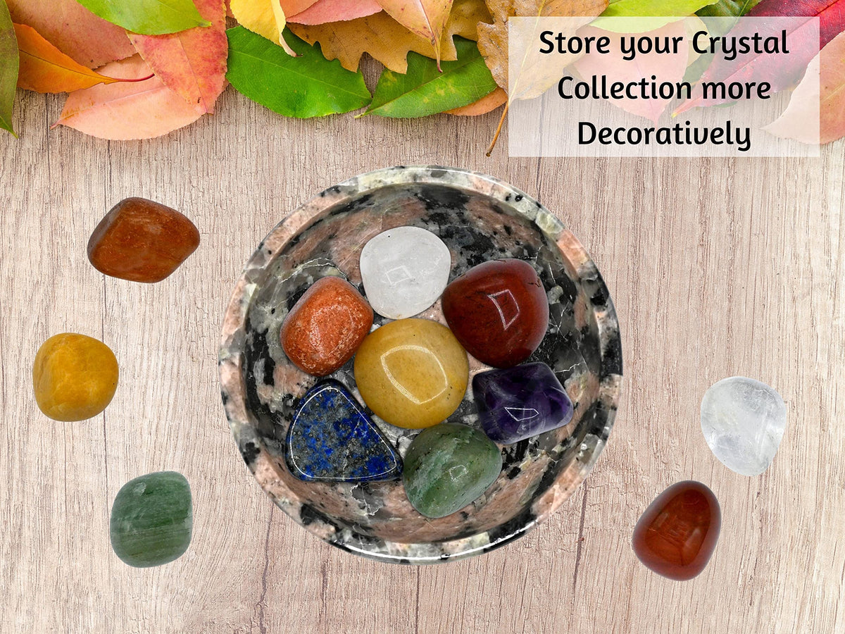 Pink Granite Crystal Bowl - 2 Inch Decorative Bowls for Room and Home Decor - Gemstone Healing Crystals for Elegant Display, Positive Energy Balance and Gift