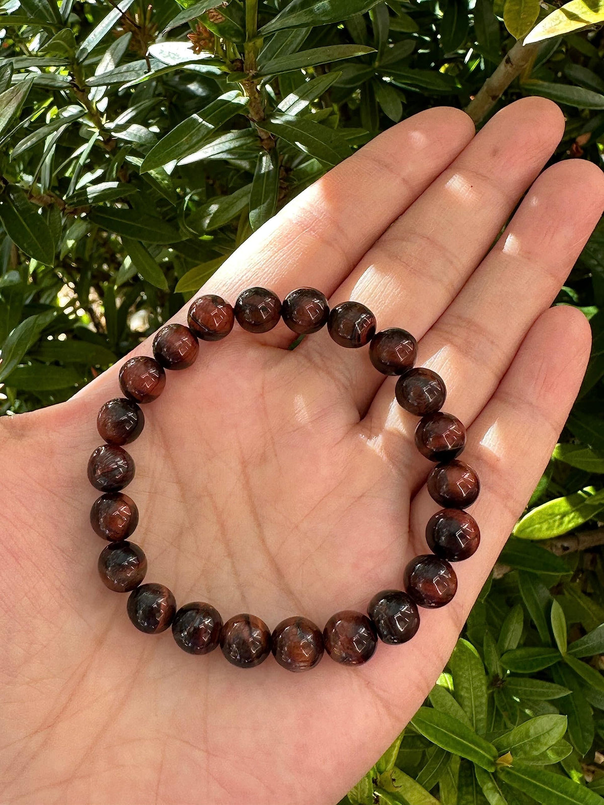 GAF TREASURES Red Tiger Eye Crystal Bead Bracelet 8mm, Genuine Red Tiger Eye Stretch Gemstone Bracelet, Healing Crystal Bracelet, Gift for Men & Women (1)