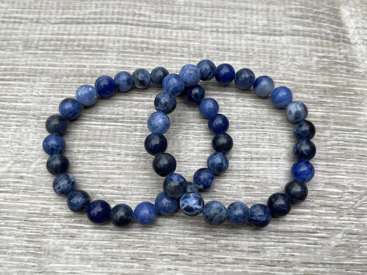 GAF TREASURES Sodalite Crystal Bead Bracelet 8mm, Genuine Sodalite Stretch Gemstone Bracelet, Healing Crystal Bracelet, Gift for Men & Women (1)