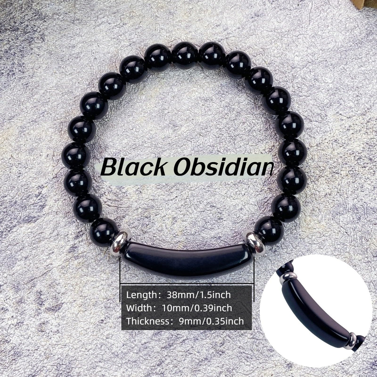 EDEN'S CALL 8mm Healing Crystal Beads Stretch Bracelet Handmade Good Luck Energy Chakra Stone Beaded Bangle, Black Obsidian