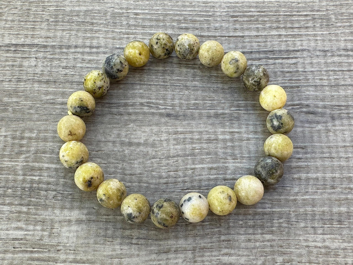 GAF TREASURES Yellow Turquoise Crystal Bead Bracelet 8mm, Genuine Yellow Turquoise Stretch Gemstone Bracelet, Healing Crystal Bracelet, Gift for Men & Women (1)