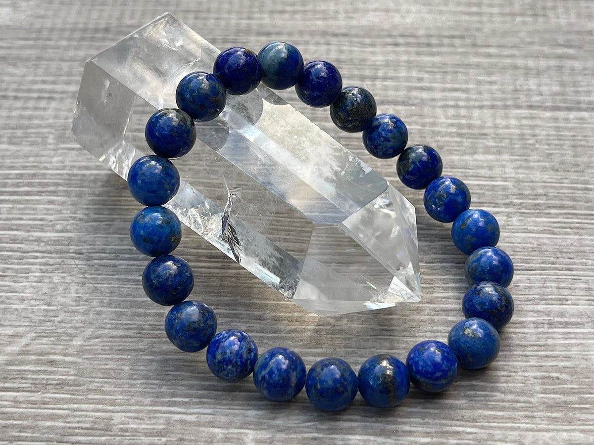 GAF TREASURES Lapis Lazuli Crystal Bead Bracelet 8mm, Genuine Lapis Lazuli Stretch Gemstone Bracelet, Healing Crystal Bracelet, Gift for Men & Women (1)