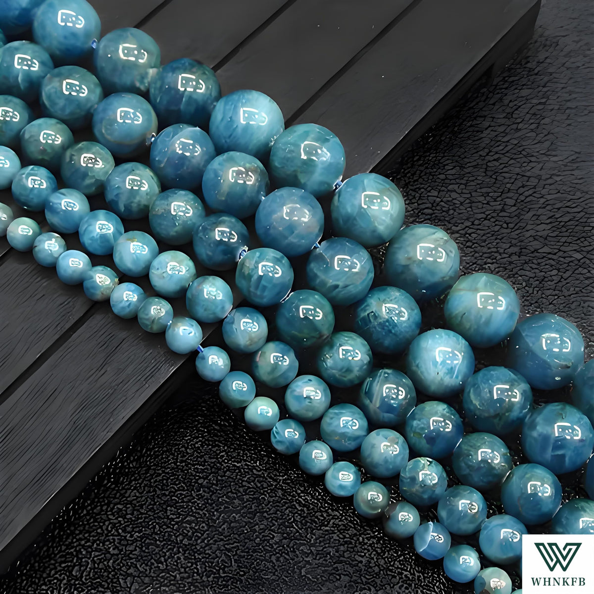 WHNKFB 8mm 50PCS Natural Blue Apatite Round Beads, Rare Phosphate Loose Gemstone Beads for Jewelry Making Craft - 4mm 6mm 8mm 10mm Options with Free Elastic Cord