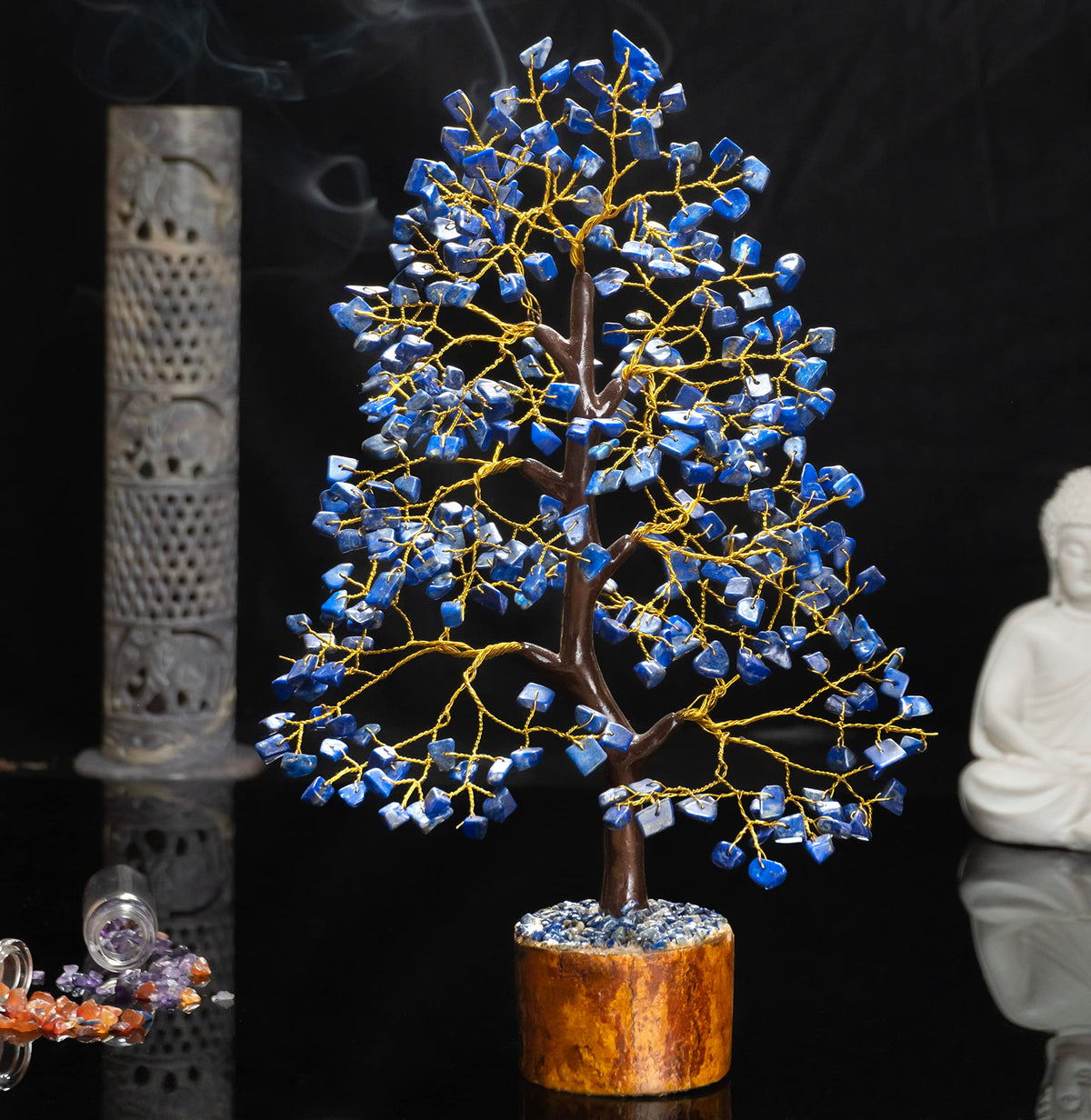 Crocon® Lapis Lazuli Crystals and Healing Stones Tree, Birthday Gifts for Women, Gifts for Mom Birthday, Crystal Tree for Positive Energy, Home Office Blue Decor, Spiritual Gift for Women & Men