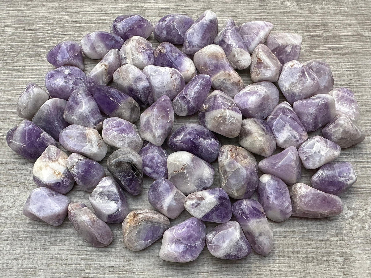 GAF TREASURES 5 Pcs Chevron Amethyst Tumbled Stones, Polished Chevron Amethyst Gemstone, Chevron Amethyst Healing Crystals (Chevron Amethyst)