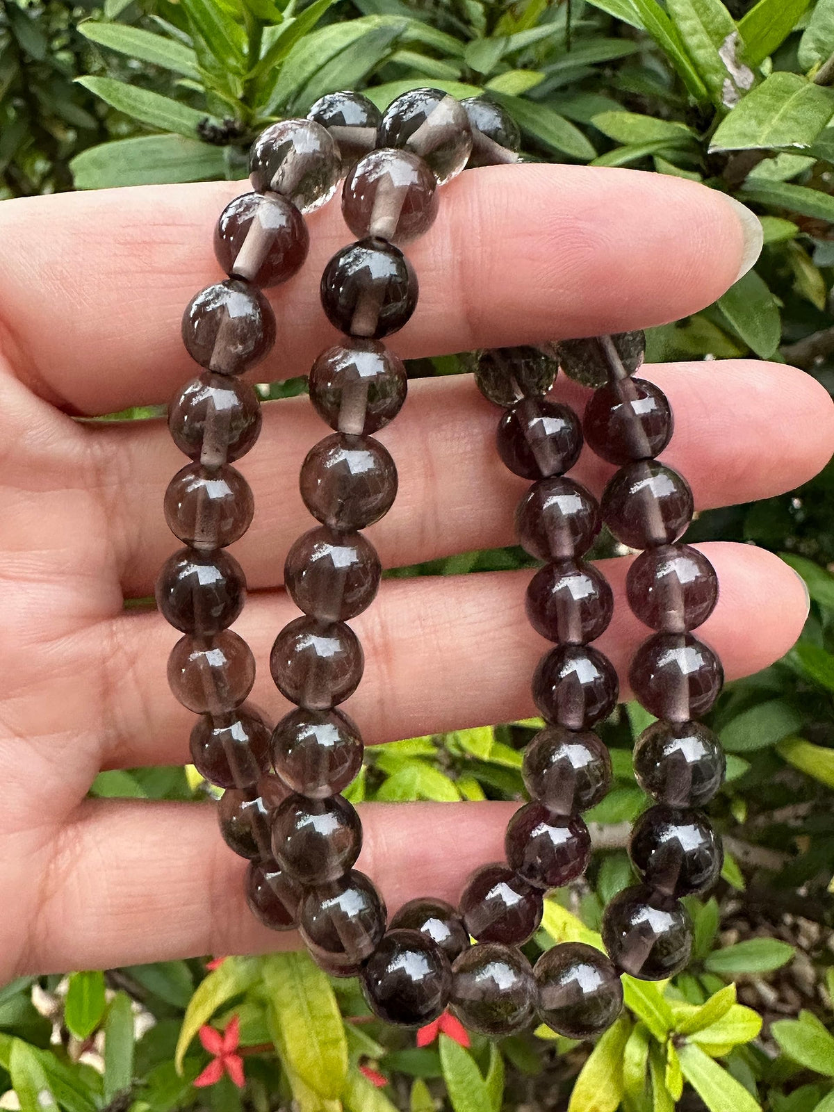 GAF TREASURES Smoky Obsidian Crystal Bead Bracelet 8mm, Genuine Smoky Obsidian Stretch Gemstone Bracelet, Healing Crystal Bracelet, Gift for Men & Women (1)
