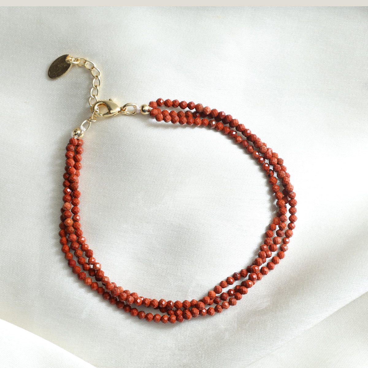 Gempires Red Jasper Multi Strand Beaded Bracelet for Women | Handmade Lightweight Gemstone Jewelry | Hypoallergenic Gold Plated Adjustable Bracelet | Stylish Everyday Wear Gift