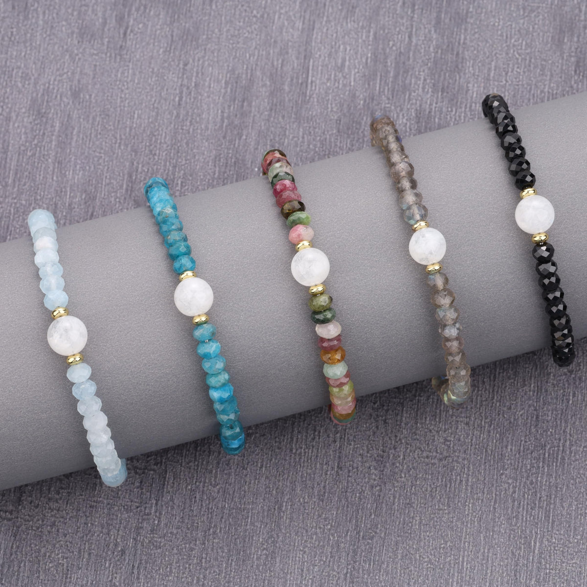COAI Labradorite Bracelet Moonstone Bracelet Stone Beaded Bracelet for Women