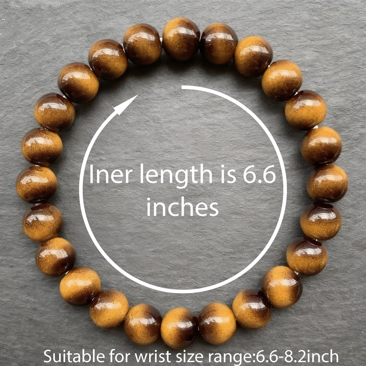 Cryhand Female 8mm Beaded Bracelets For Women Simulated Tigers eye Bracelet for Men Handmade Lucky Money Stretchy Crystal Bracelets Best Gifts