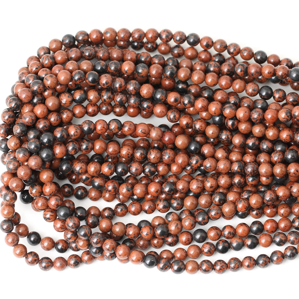 CHEAVIAN 60PCS 6mm Natural Mahogany Obsidian Stone Round Loose Beads for Jewelry Making 1 Strand 15"