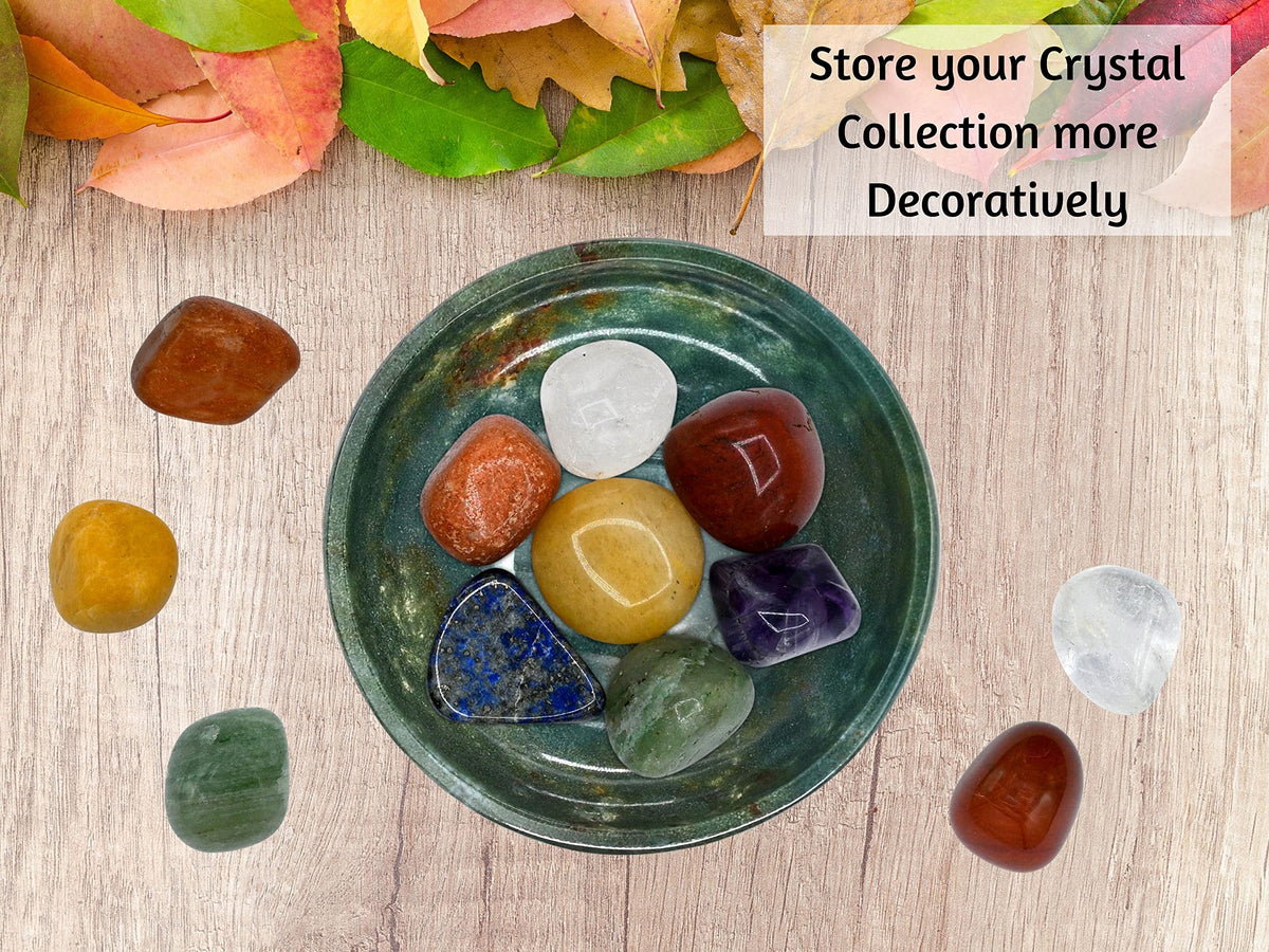 Bloodstone Crystal Bowl - 2 Inch Decorative Bowls for Room and Home Decor - Gemstone Healing Crystals for Elegant Display, Positive Energy Balance and Gift