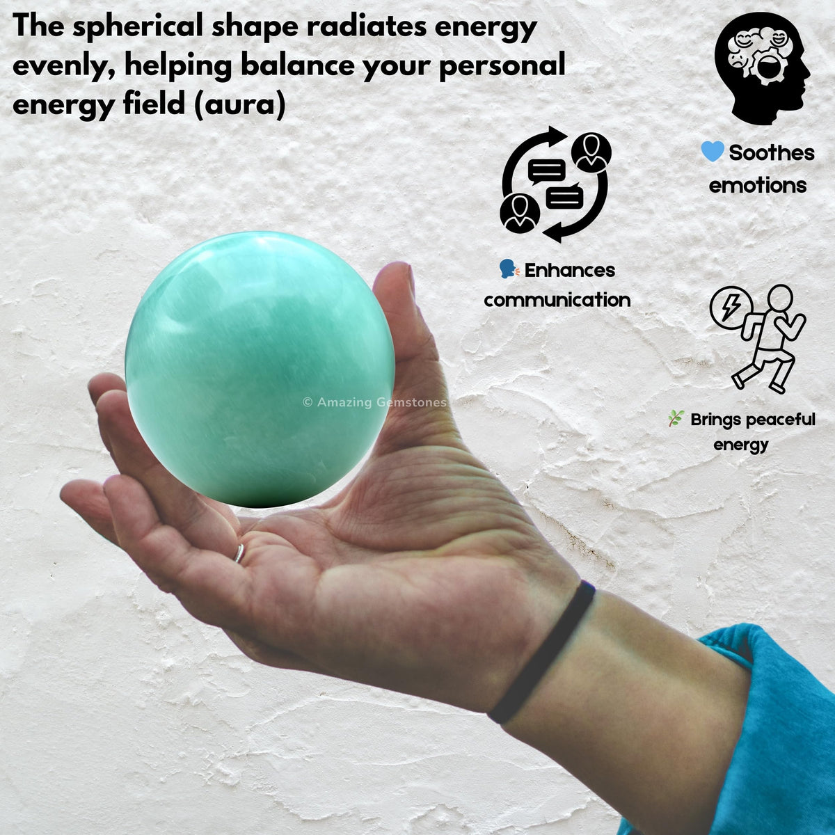 Amazing Gemstone Amazonite Crystal Ball with Stand - 2" Inches Crystal Sphere Meditation Balls for Witchcraft and Decorative Balls