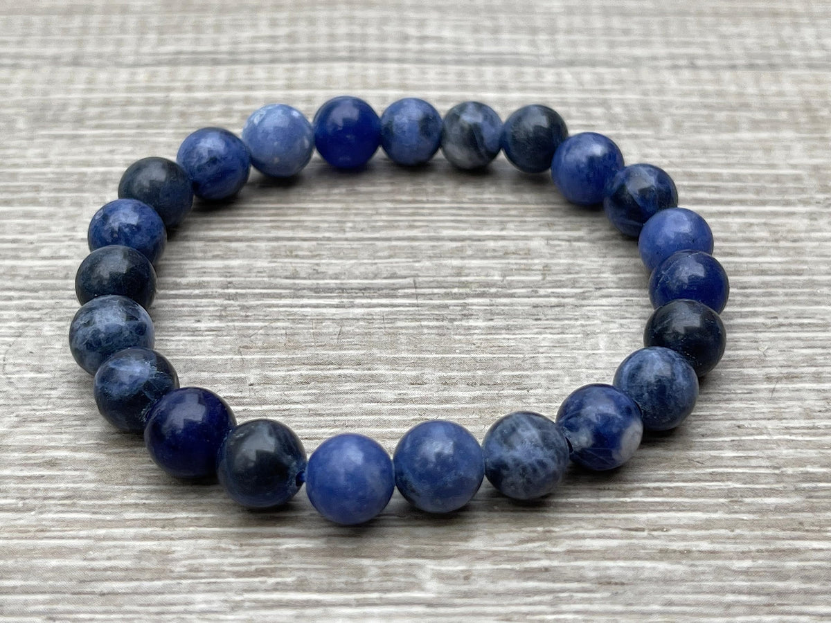 GAF TREASURES Sodalite Crystal Bead Bracelet 8mm, Genuine Sodalite Stretch Gemstone Bracelet, Healing Crystal Bracelet, Gift for Men & Women (1)