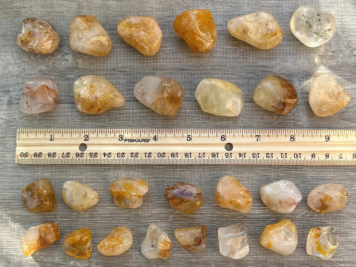 GAF TREASURES 5 Pcs Golden Healer Quartz Tumbled Stones, Polished Natural Golden Healer Quartz Gemstone, Golden Healer Quartz Healing Crystals (Golden Healer Quartz)