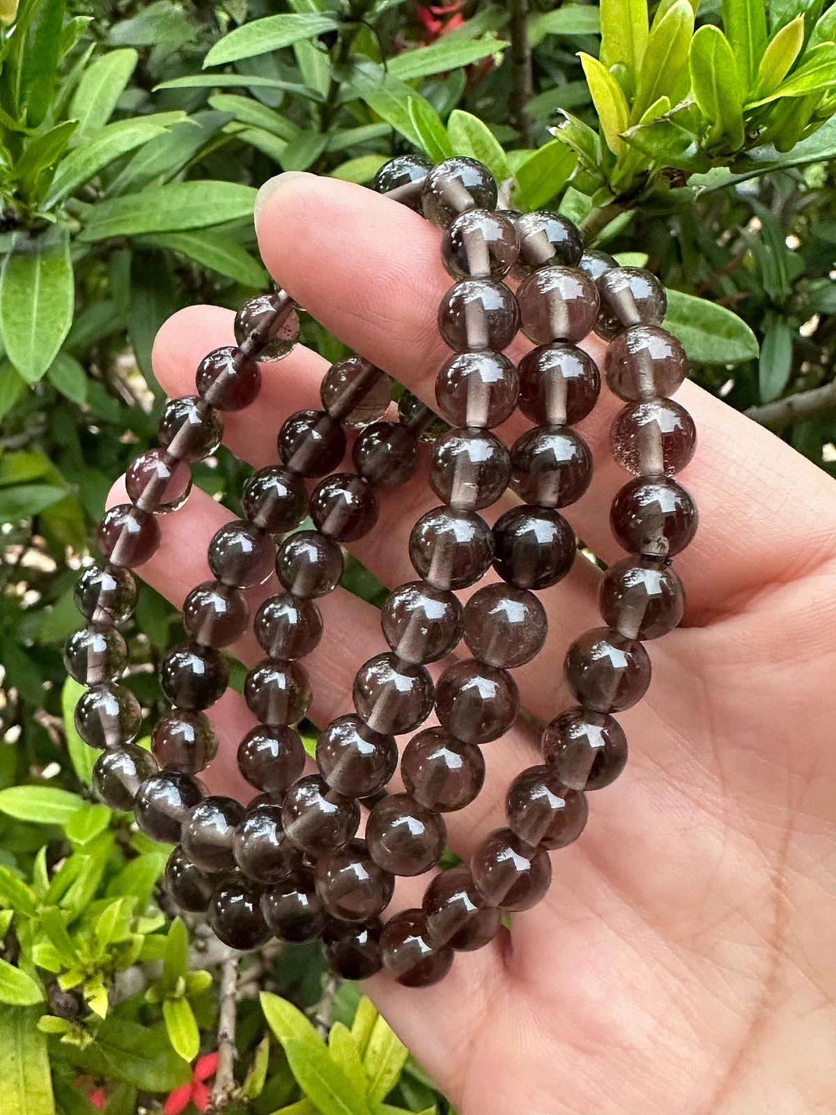 GAF TREASURES Smoky Obsidian Crystal Bead Bracelet 8mm, Genuine Smoky Obsidian Stretch Gemstone Bracelet, Healing Crystal Bracelet, Gift for Men & Women (1)
