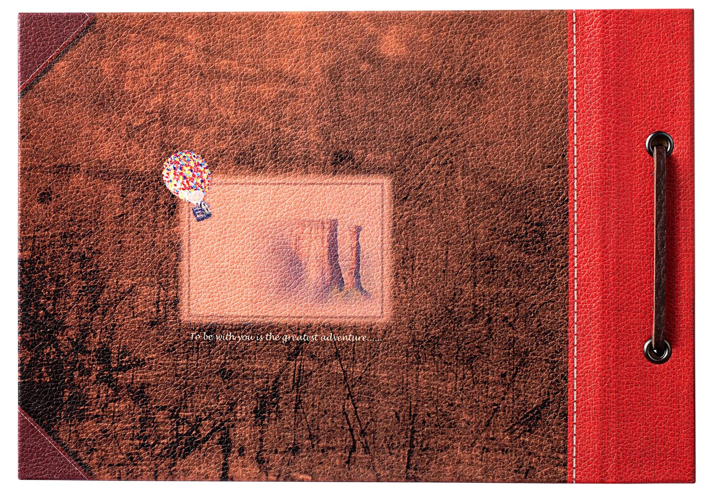 Scrapbook Photo Album,Our Adventure Scrap Book, Embossed Words Hard Cover Movie Up Travel Book for Anniversary, Wedding, Travelling, Baby Shower, etc (Leather Adventure Book)