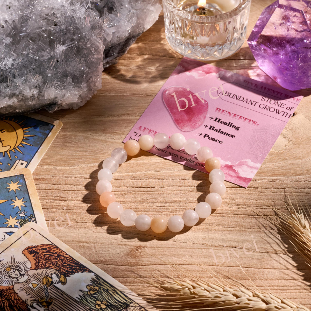 Pink Aventurine-Gentle Love-8mm Beaded Bracelets for Women Handmade Semi Precious Natural Stone Stretch Elastic Jewelry Yoga Protection Gifts