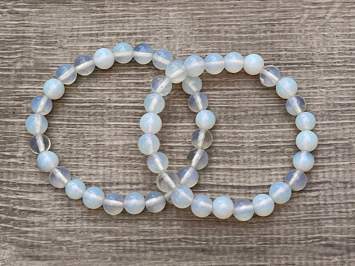 GAF TREASURES Opalite Crystal Bead Bracelet 8mm, Genuine Opalite Stretch Gemstone Bracelet, Healing Crystal Bracelet, Gift for Men & Women (1)