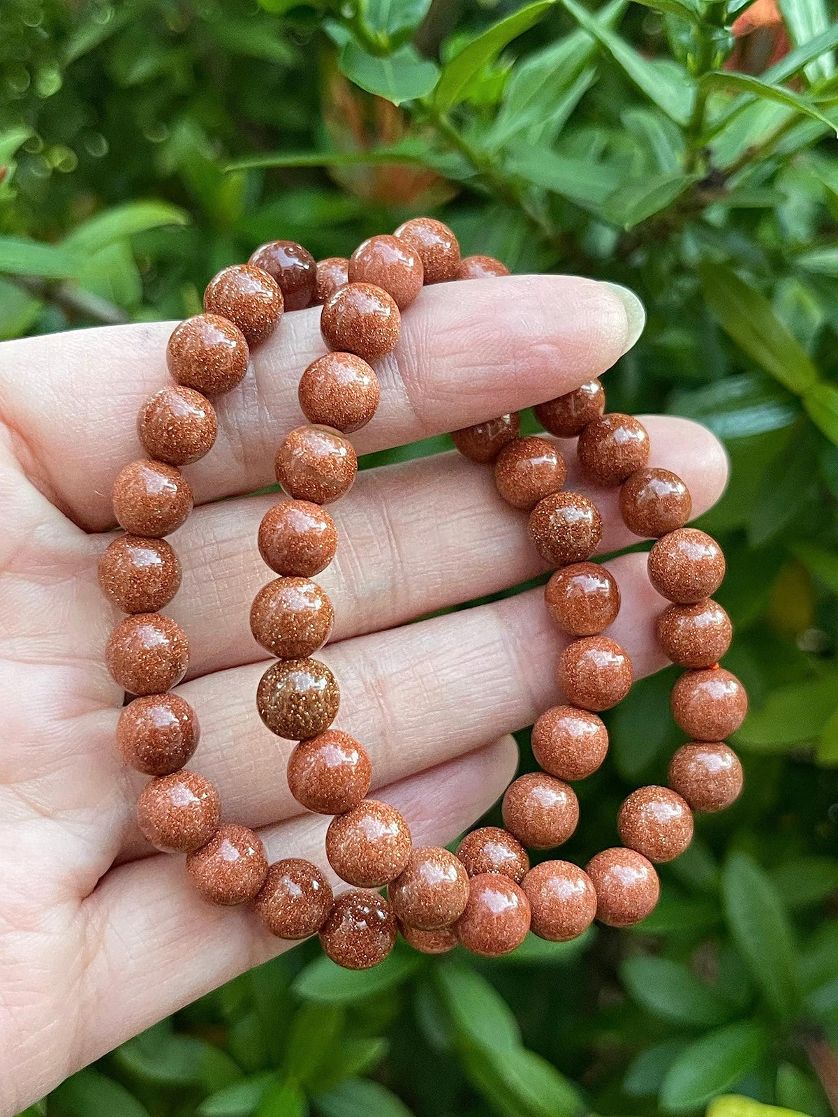GAF TREASURES Red Goldstone Crystal Bead Bracelet 8mm, Genuine Red Goldstone Stretch Gemstone Bracelet, Healing Crystal Bracelet, Gift for Men & Women (1)
