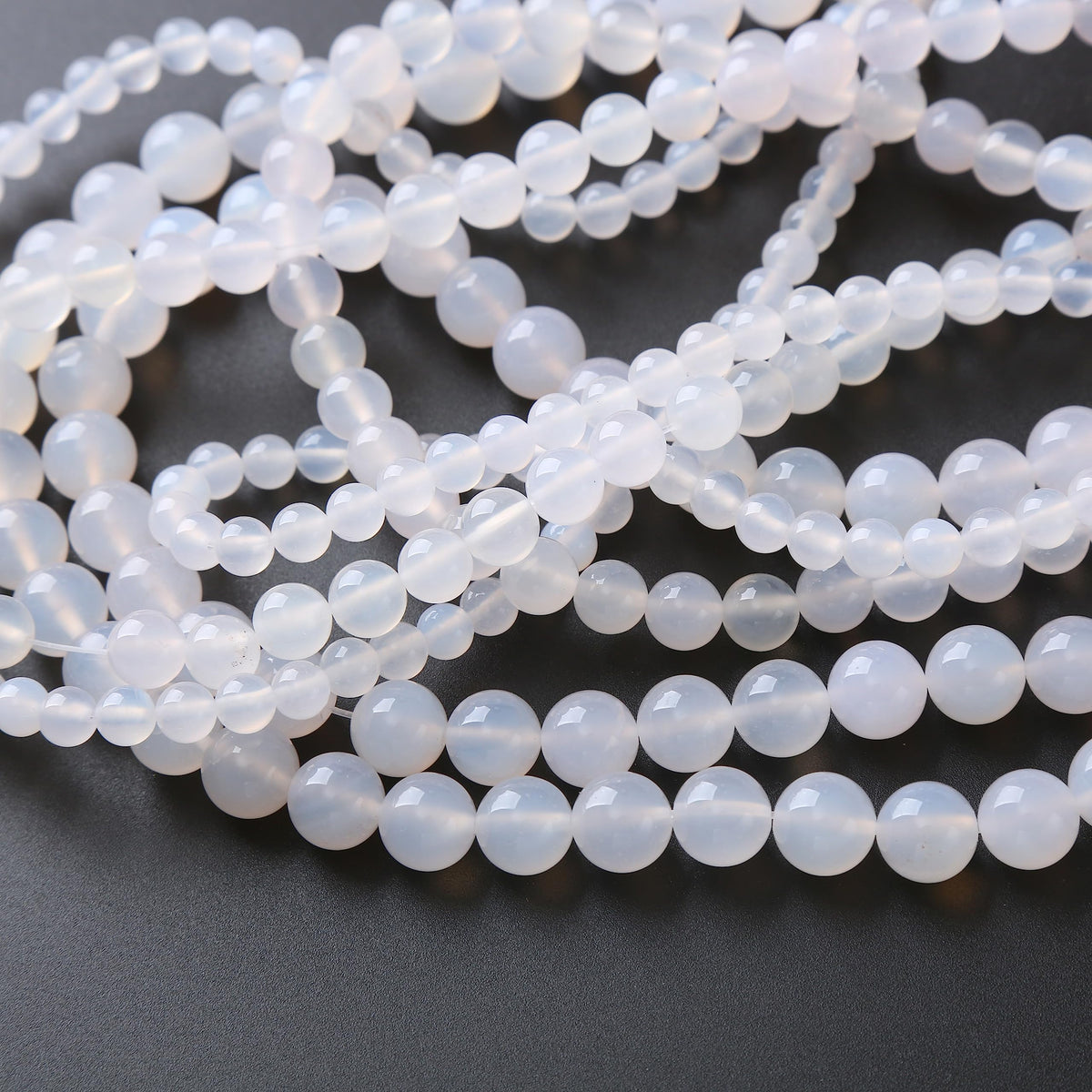 45PCS 8MM Natural White Opal Beads Round Loose Stone Beads for Jewelry Making DIY Energy Stone Healing Power Bracelet 15"
