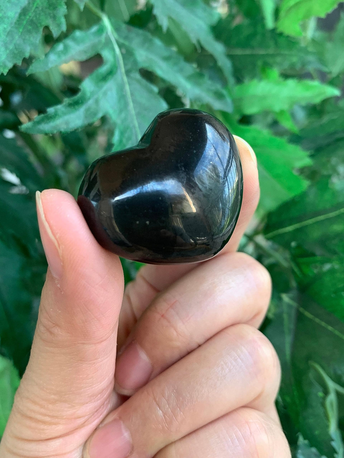 GAF TREASURES Shungite Gemstone Hearts, Polished Shungite Puffy Hearts, Shungite Crystal Palm Stone, Shungite Healing Crystal Hearts (1 Heart)
