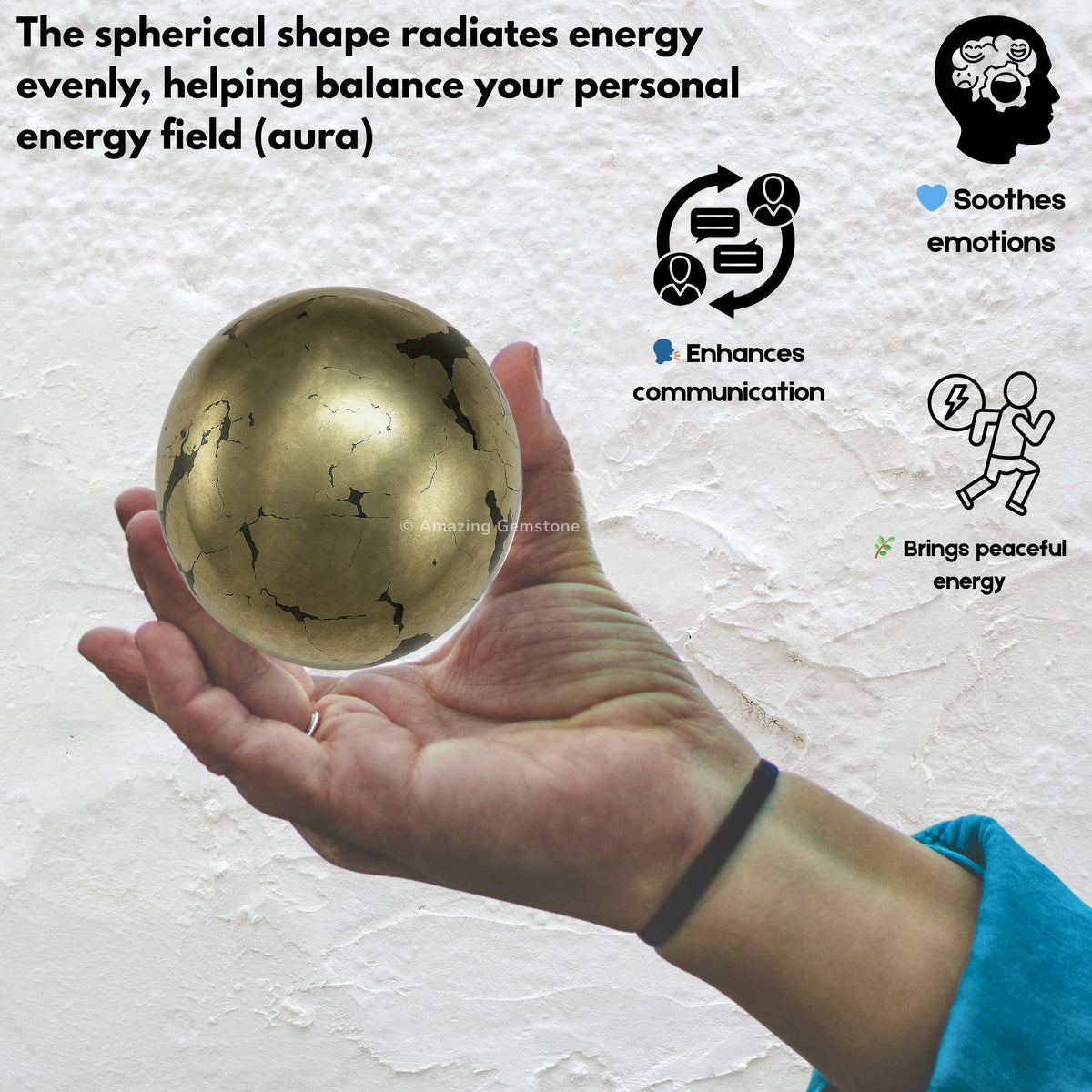 Amazing Gemstone Pyrite Crystal Ball with Stand - 2 Inches Crystal Sphere Meditation Balls for Witchcraft and Decorative Balls
