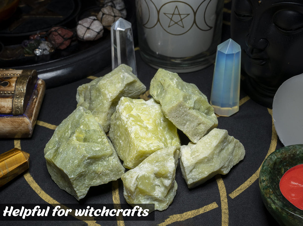 Crocon® 1LB Serpentine Rough Bulk Rocks Natural Stone Spiritual Gifts Raw Gemstone Crystals and Stones Tumbling Cabbing Polishing Gem Mining Chakra Balancing Reiki Healing Good Luck Home Office Decor