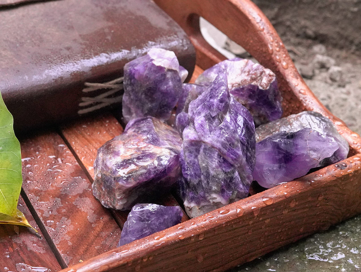 ZAICUS Amethyst Rough Rocks for Tumbling, Raw Stones and Crystals for Jewelry Making, Polishing, Cabbing, Lapidary, Fountain Rocks, Decoration, Wire Wrapping, Gem Mining, Reiki Healing 1 lb