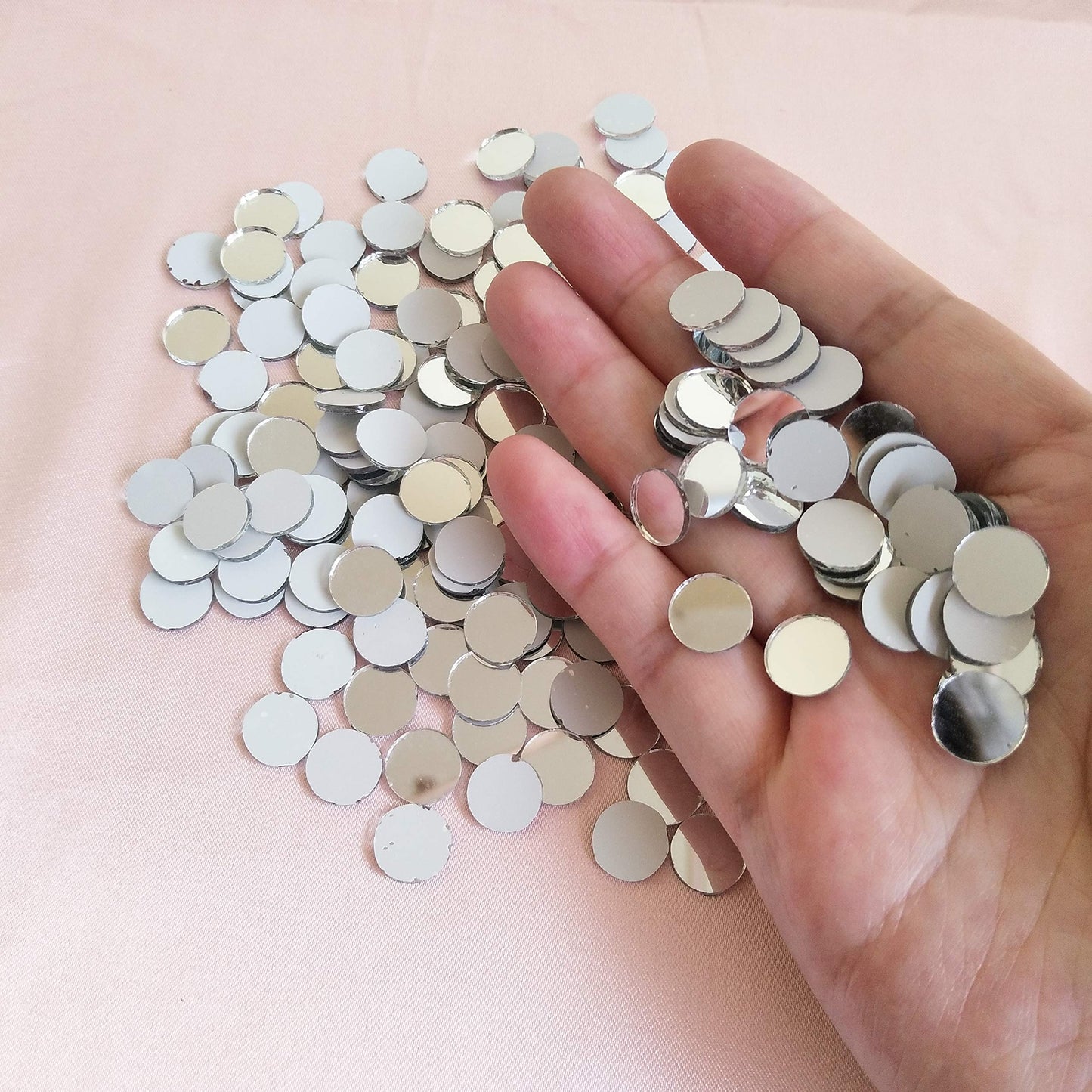 400pcs Mini Round Glass Mirror Mosaic, Small Round Glass Crafts, Real Glass Mirror Mosaic Tiles (Silver Mirror, 1x1cm)