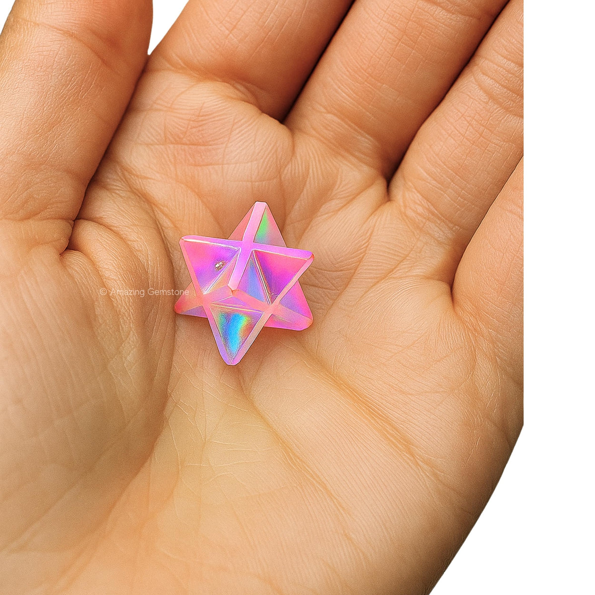 Amazing Gemstone Angel Aura Rose Quartz Merkaba Crystal - 1 Inches Metaphysical Merkaba Star for Meditation - Energetic Tetrahedron Crystal & Healing Stones for Spiritual Growth and Healing (20-25mm)