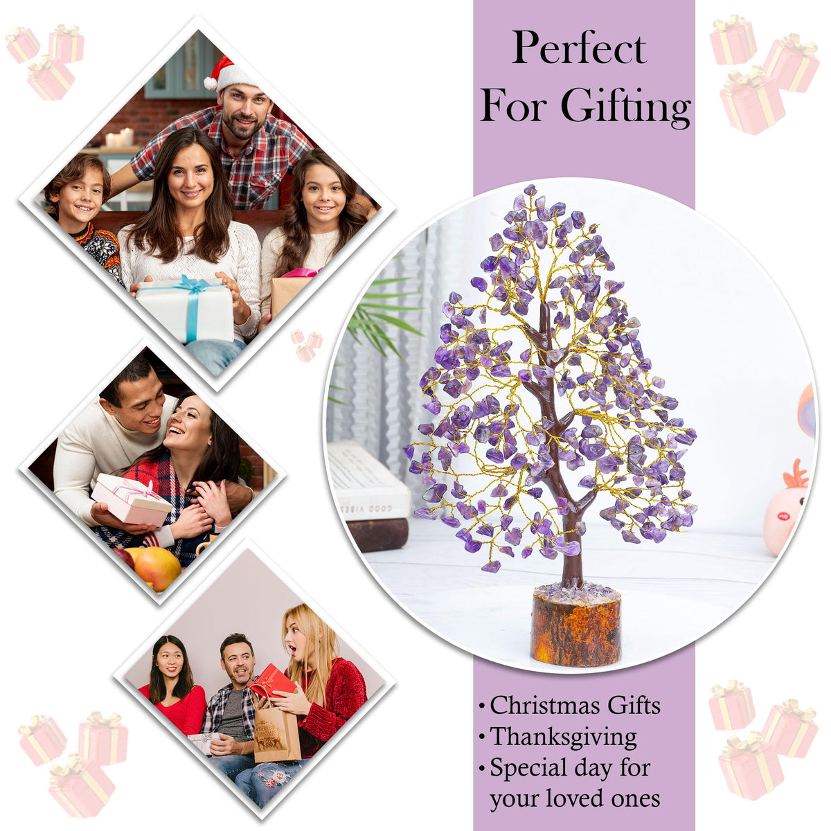 Crocon® Amethyst Tree of Life, Birthday Gifts for Women & Men, Purple House Decor for Shelf Healing Crystals, Spiritual Gift Purple Decor, House Warming Gifts New Home, Birthday Gift for Mom Sister