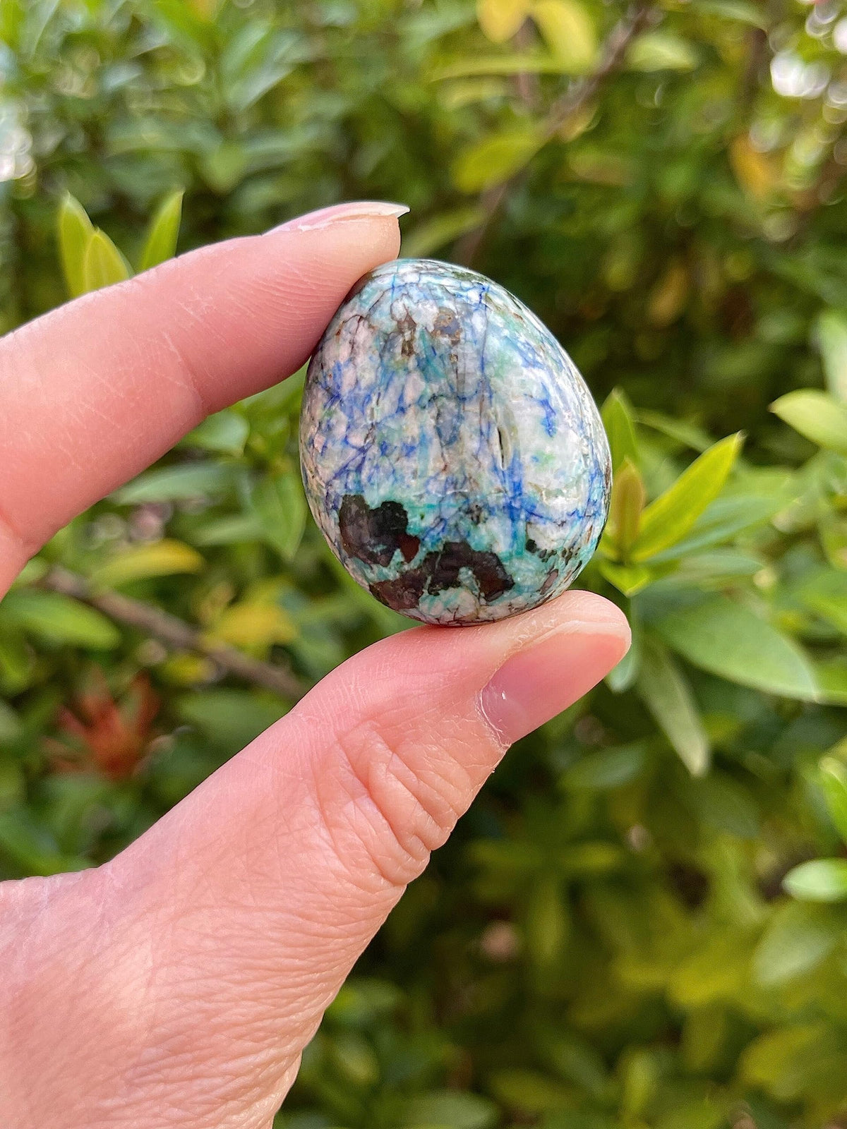 GAF TREASURES 5 Pcs Azurite Malachite Tumbled Stones, Polished Natural Azurite Malachite Gemstone, Azurite Malachite Healing Crystals (Azurite Malachite)
