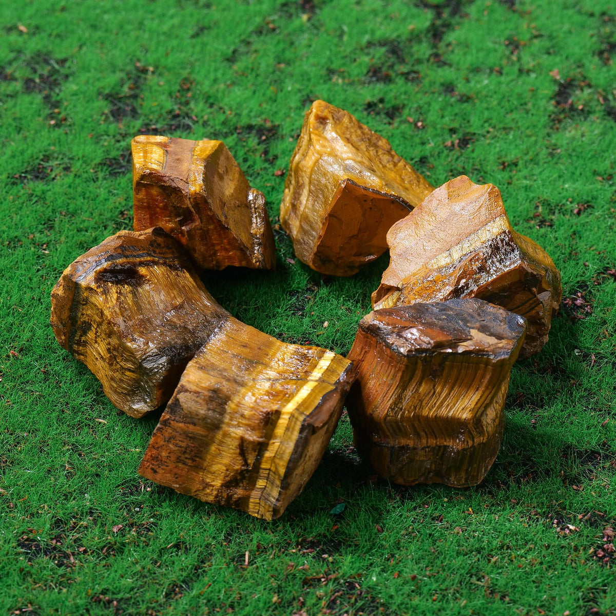 Apengshi Tiger's Eye Raw Crystals 2PCS Natural Rough Rocks Healing Crystal and Stones DIY Raw Stones Meditation Fountain Garden Home Decor
