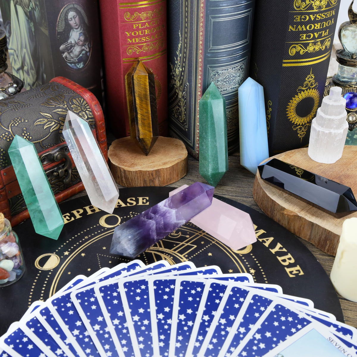 YATOJUZI 3.5" Rainbow Fluorite Healing Crystals Wand Natural Crystals and Healing Stones Large Hexagonal Fluorite Crystal Points for Meditation Divination Reiki Energy Balancing 1PCS