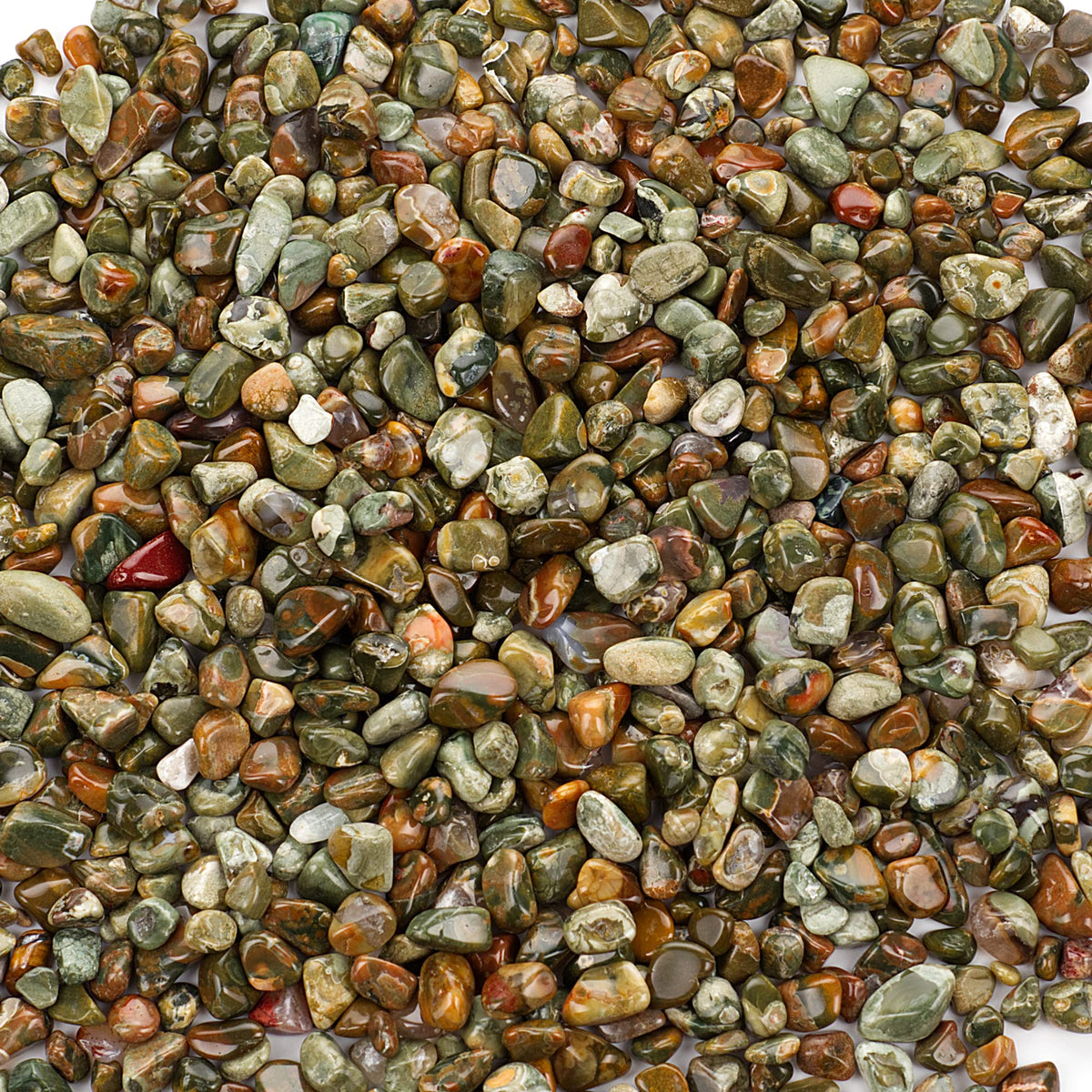 Cherry Tree Collection 1/2 Pound Polished Tumbled Gemstone Chips, Pebbles, Crystal Chips Bulk for Jewelry Making, Healing, Plants, Succulents, Aquariums, Decoration, Chakra (Rhyolite)
