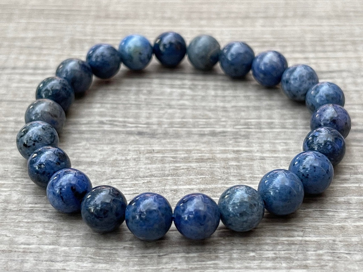 GAF TREASURES Dumortierite Crystal Bead Bracelet 8mm, Genuine Dumortierite Stretch Gemstone Bracelet, Healing Crystal Bracelet, Gift for Men & Women (1)