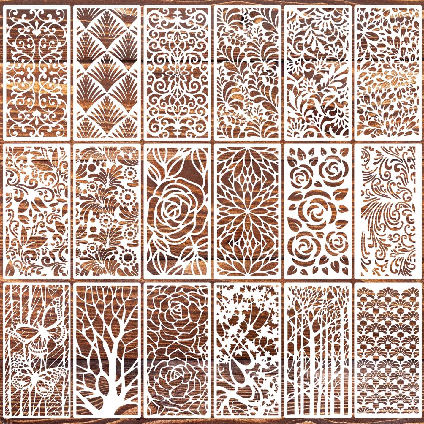 Stencils for Crafts Reusable Texture Stencils Background Stencil Leaf Floral Templates for Painting on Wood Furniture Card Canvas Paper Scrapbook