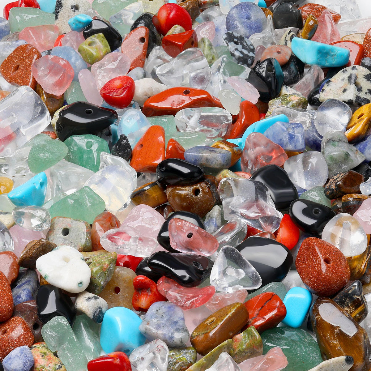 XIANNVXI Multicolor Crystal Beads Natural Chip Stone Beads 400Pcs Crystal Bead 5-8mm Irregular Healing Crystal Loose Rocks for DIY Jewelry Making