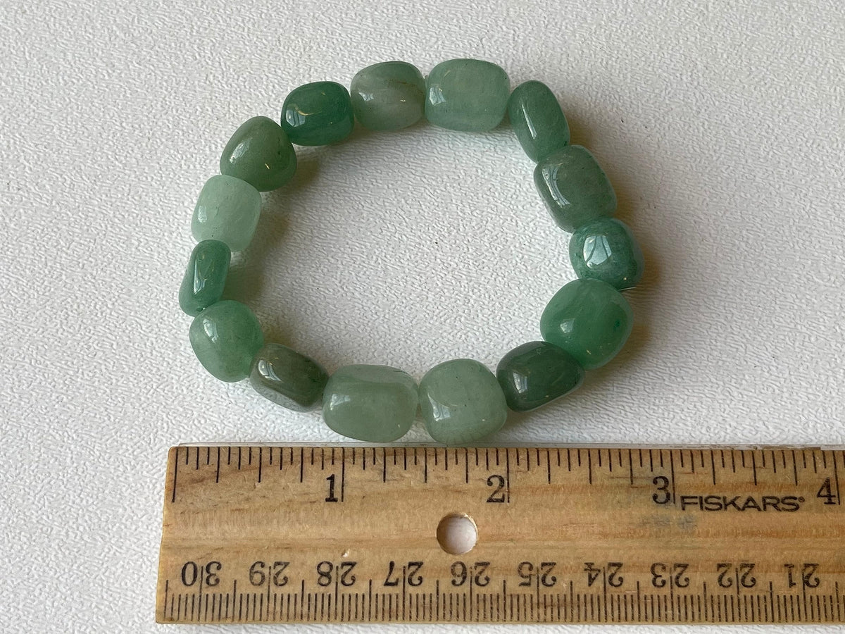 GAF TREASURES Green Aventurine Crystal Nugget Bracelet, Genuine Green Aventurine Tumbled Gemstone Bracelet, Healing Crystal Bracelet, Gift for Men & Women (1)