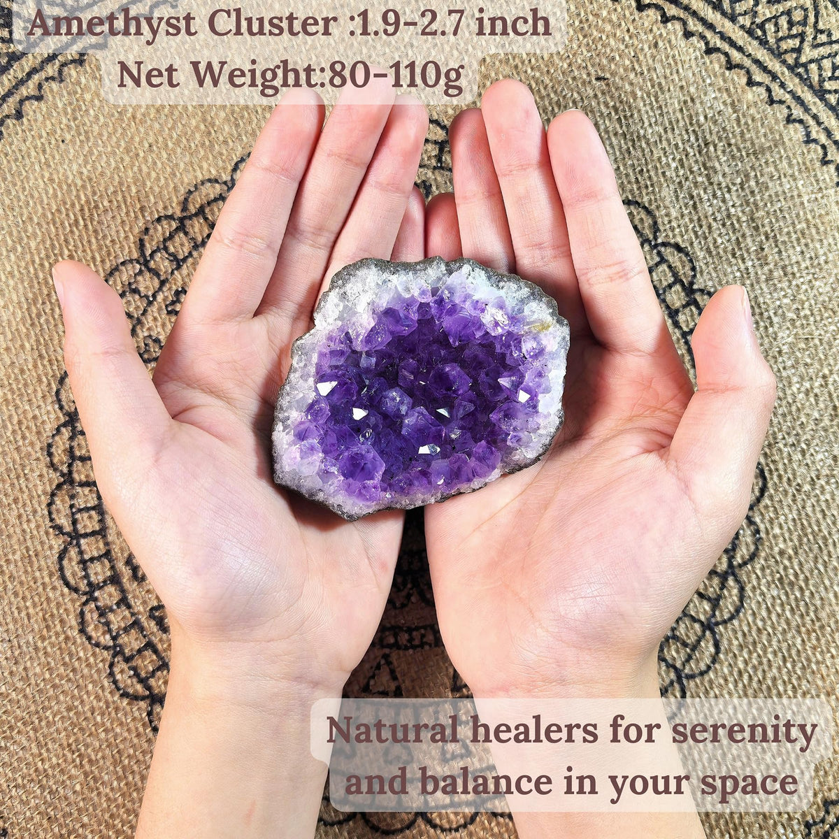Atminafays Large Premium Crystals and Healing Stones in Wooden Gift Box + Velvet Pouch + 7 Chakra Tumbled Gemstones+Info Guide, Amethyst Cluster，Rose Quartz ，Quartz Crystal Point