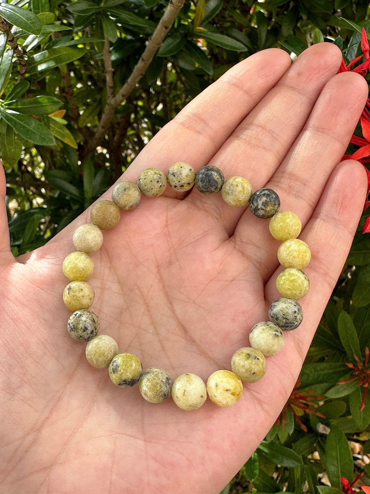GAF TREASURES Yellow Turquoise Crystal Bead Bracelet 8mm, Genuine Yellow Turquoise Stretch Gemstone Bracelet, Healing Crystal Bracelet, Gift for Men & Women (1)