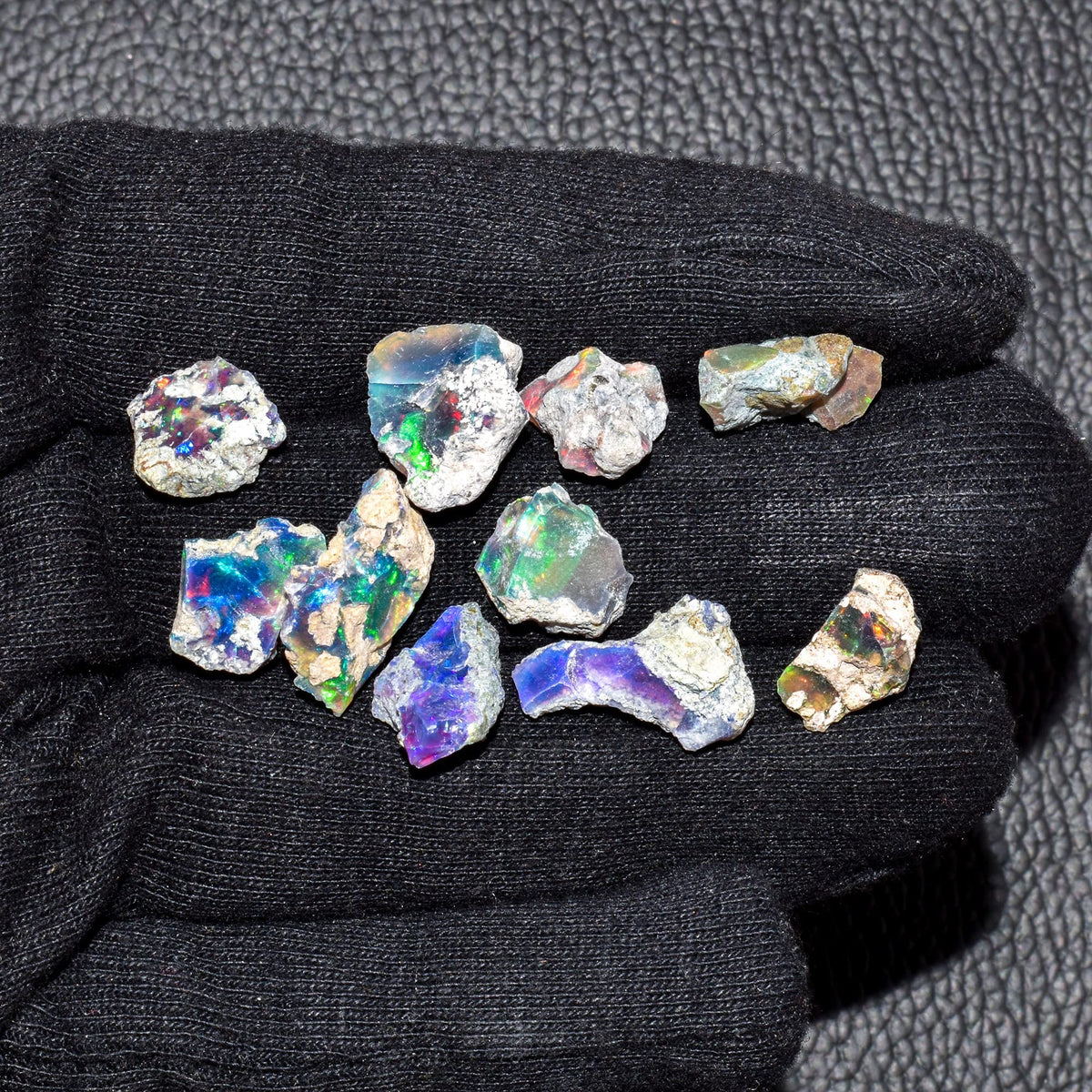 10pcs, 100% Real Ultra Fire Black Opal Raw Stone, Natural Rough, Ethiopian Rock Crystals Gemstone, Jewelry Making Supplies, Chakra Healing Stone, Birthday Gift, Crafts & DIY, Multi Fire Minerals Lot