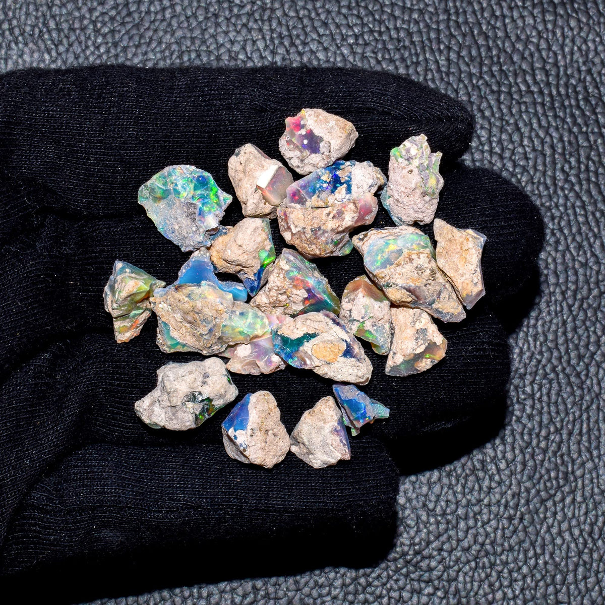 QNAVIC 75 carats Real Ultra Fire Black Opal Raw Stone, Natural Rough, Ethiopian Rock Crystals Gemstone, DIY Jewelry Making Supplies, Chakra Healing Stone, Birthday Gift, Crafts, Rainbow Fire Lot