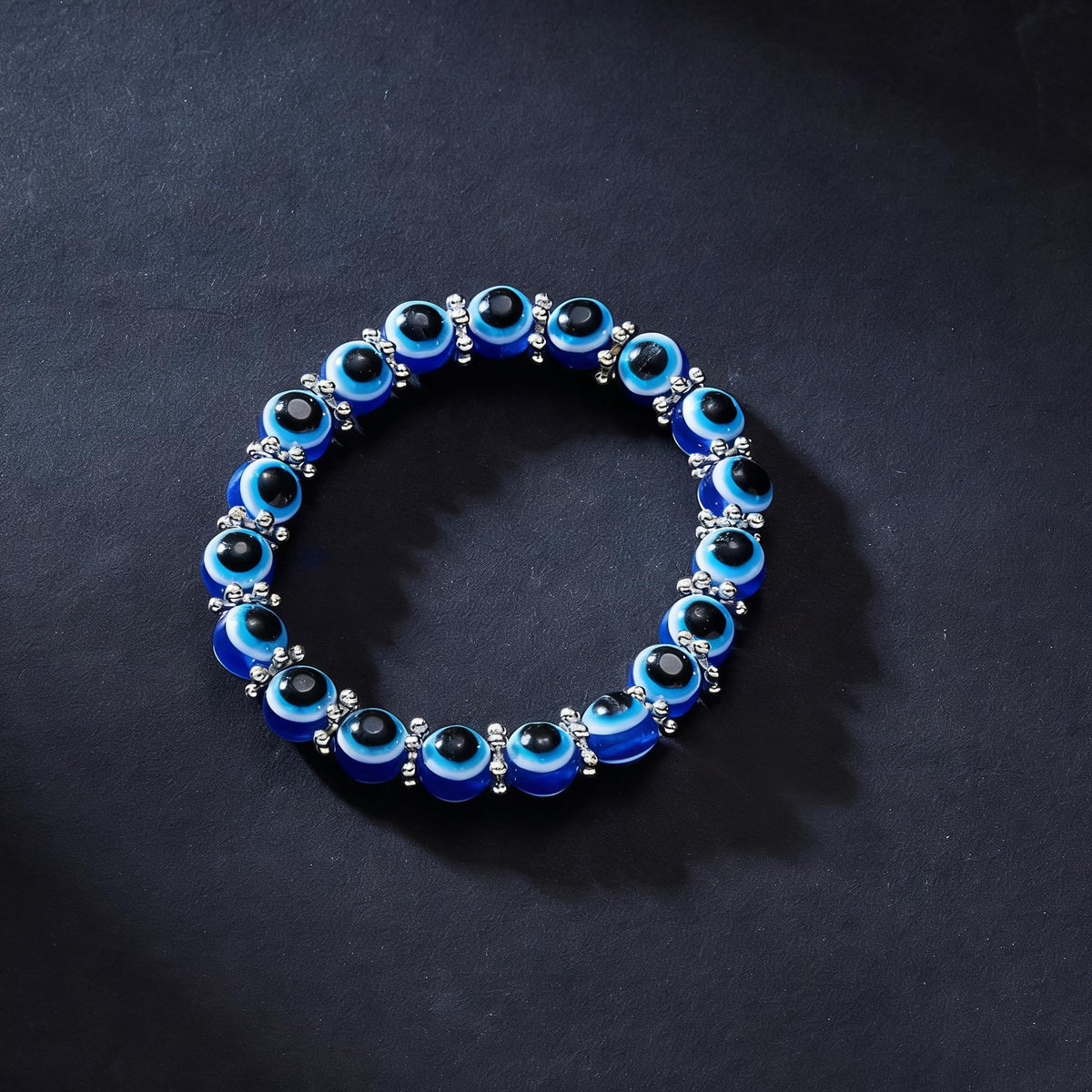 Cryhand Female 8mm Beaded Bracelets For Women Evil Eyes Bracelet for Men Handmade Lucky Money Stretchy Crystal Bracelets Best Gifts
