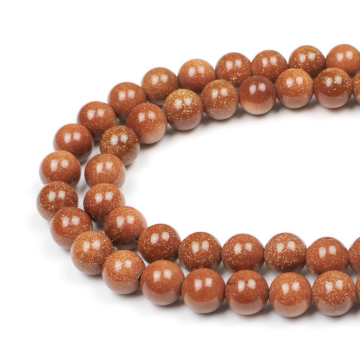 MJDCB AAA Natural Gold Sand Gemstone Loose Round Beads Spacer Beads for Jewelry Making (12mm)
