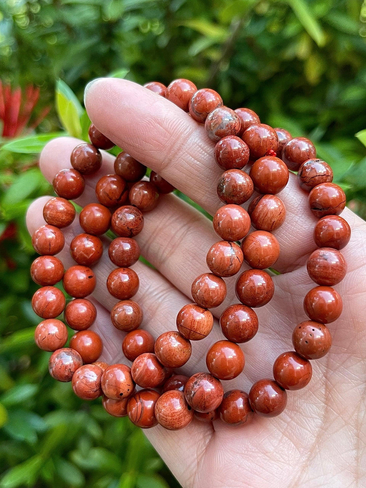 GAF TREASURES Red Jasper Crystal Bead Bracelet 8mm, Genuine Red Jasper Stretch Gemstone Bracelet, Healing Crystal Bracelet, Gift for Men & Women (1)